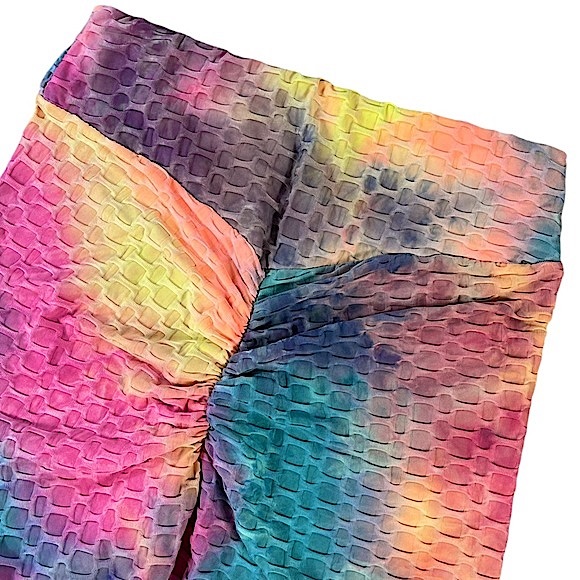 Zrucci size large pastel tie dye honeycomb tiktok booty lift leggings NWT - Picture 11 of 16